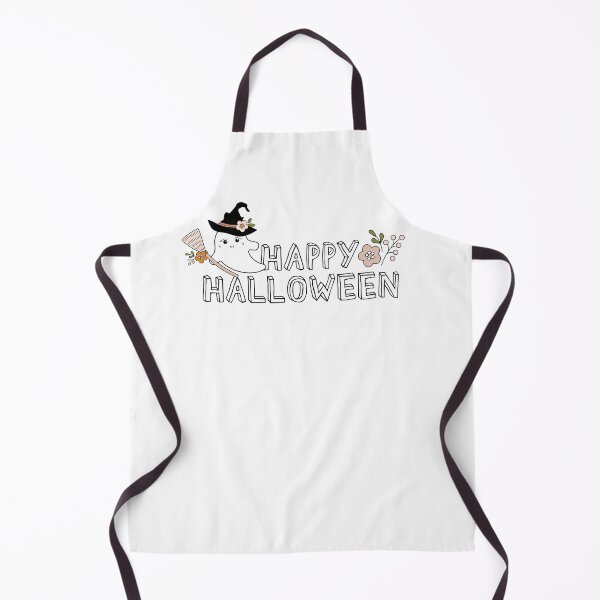 Item preview, Happy Halloween Cute Ghost Witch with Broom Floral Spooky Design designed and sold by storieslanguage.