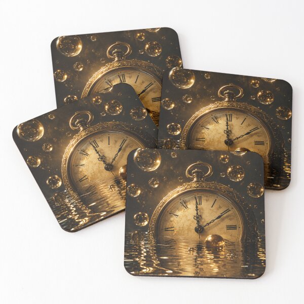 Item preview, Bubble Time – Golden Clock in a Surreal Sea designed and sold by Kimberly Palmer.