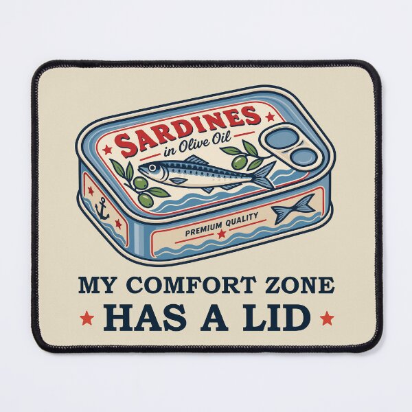 Item preview, My Comfort Zone Has a Lid – Vintage Sardine Can Retro Seafood designed and sold by Skryp-art.