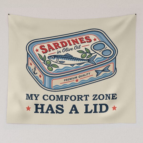 Item preview, My Comfort Zone Has a Lid –  Vintage Sardine Can Retro Seafood  designed and sold by Skryp-art.