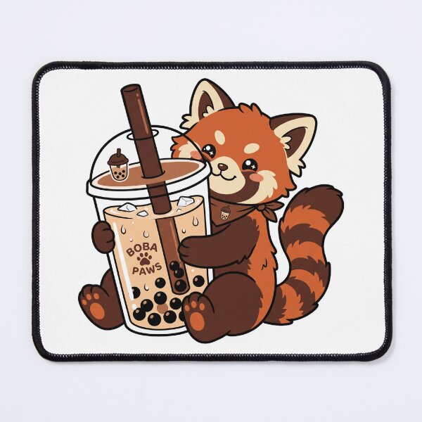 Item preview, Cute Kawaii Red Panda Drinking Boba Milk Tea Foodie Animal Aesthetic designed and sold by mood-draftsman.