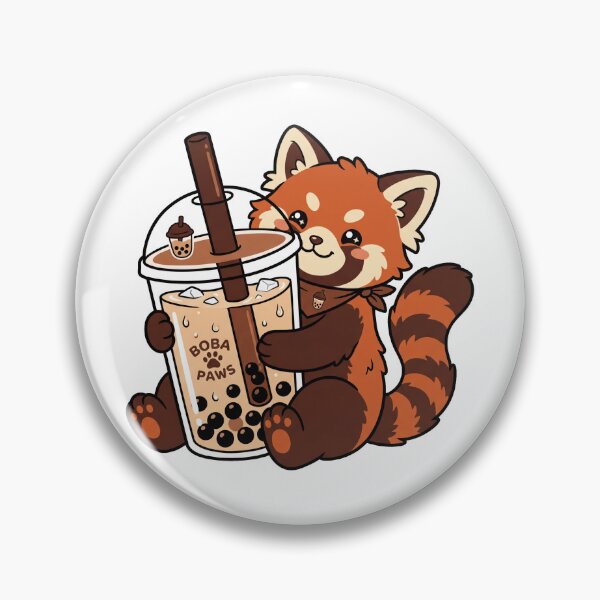 Item preview, Cute Kawaii Red Panda Drinking Boba Milk Tea Foodie Animal Aesthetic designed and sold by mood-draftsman.