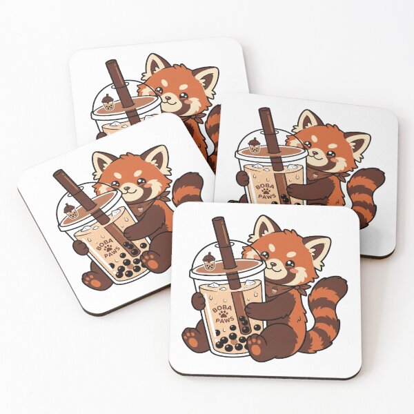 Item preview, Cute Kawaii Red Panda Drinking Boba Milk Tea Foodie Animal Aesthetic designed and sold by mood-draftsman.