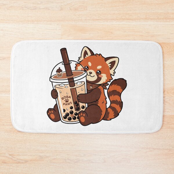 Item preview, Cute Kawaii Red Panda Drinking Boba Milk Tea Foodie Animal Aesthetic designed and sold by mood-draftsman.