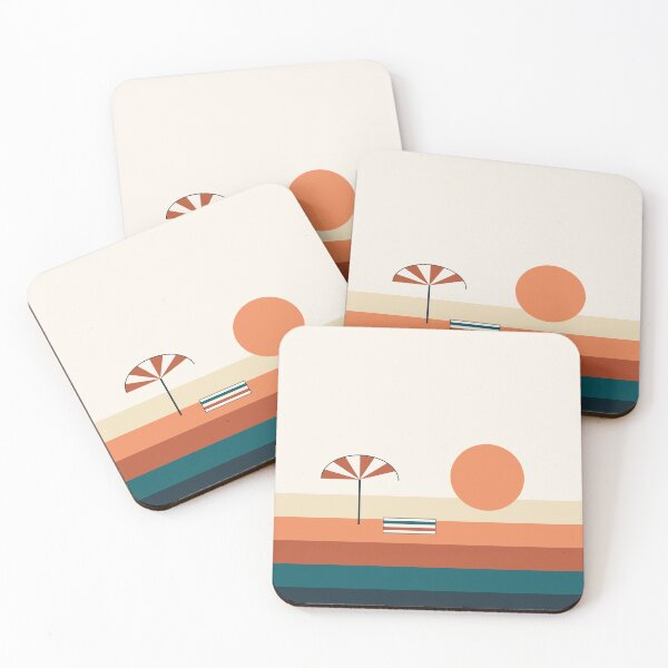 Item preview, Beach Umbrella And Towel Sunset Scene designed and sold by BondiDrift.