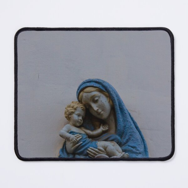 Item preview, Madonna And Child Wall Shrine Sculpture With Blue Cloak Depicting Maternal Devotion And Faith designed and sold by Nmallia.
