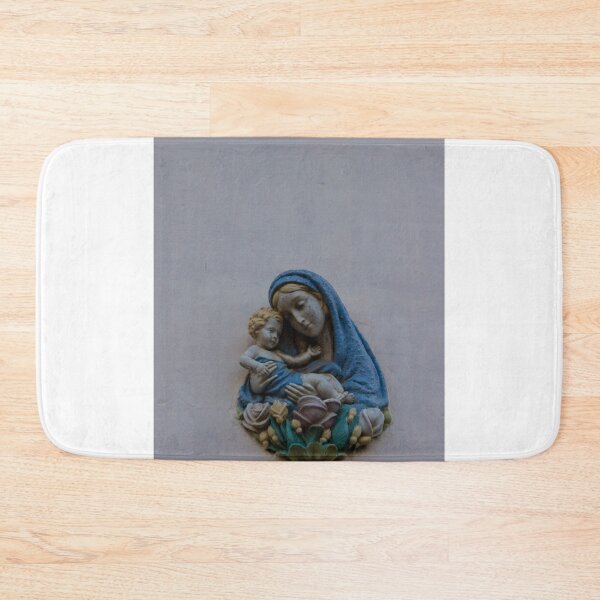 Item preview, Madonna And Child Wall Shrine Sculpture With Blue Cloak Depicting Maternal Devotion And Faith designed and sold by Nmallia.