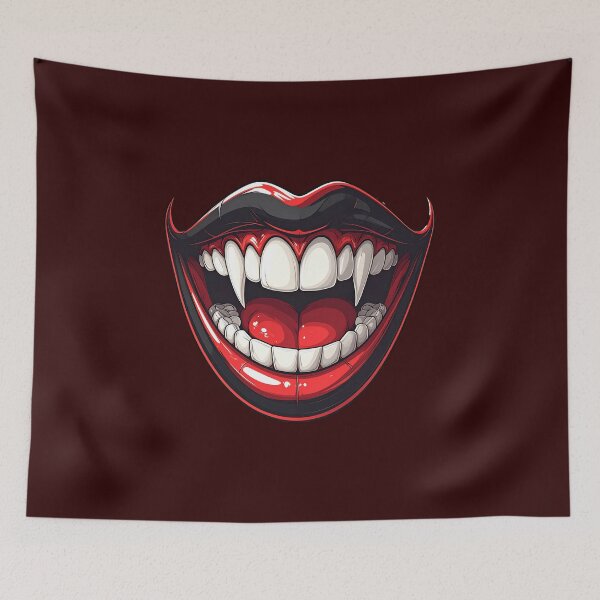 Item preview, Scary Vampire Mouth Smile with Sharp Fangs Vector Art designed and sold by OksArtStudio.