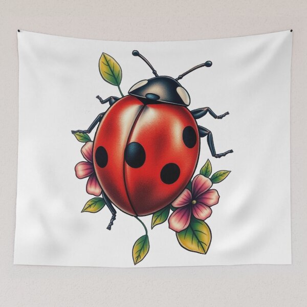 Item preview, Vibrant Red Ladybug with Botanical Blossom designed and sold by brastonvilager.