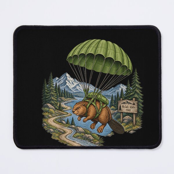 Item preview, Vintage Parachuting Beaver McCall Idaho Nature Graphic  designed and sold by Juansustait.