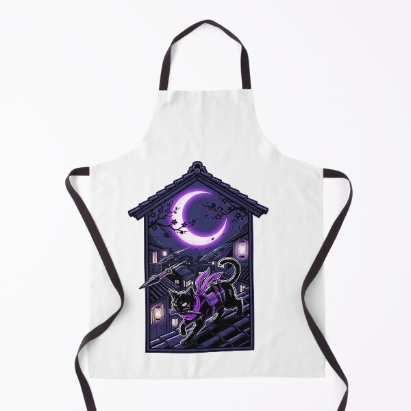 Item preview, Shinobi Black Cat Ninja Kunai Rooftop Japanese Moon Aesthetic designed and sold by mood-draftsman.