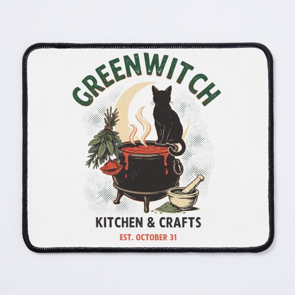 Item preview, Greenwitch Kitchen Witch Cauldron Halloween Design Graphic Tee v1 designed and sold by DarylWelsh2024.