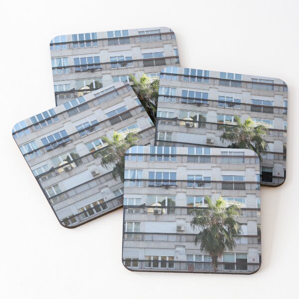 Item preview, Minimalist photograph of an urban building with a palm tree designed and sold by Guim-de-Pablos.