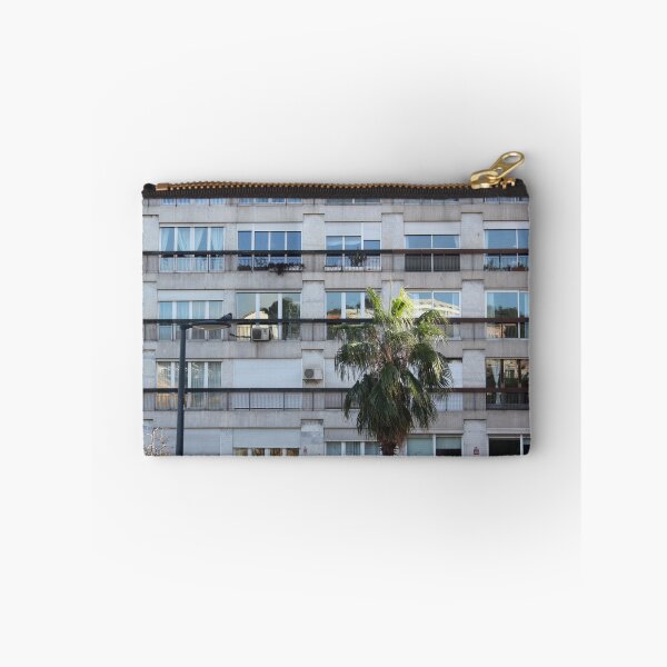 Item preview, Minimalist photograph of an urban building with a palm tree designed and sold by Guim-de-Pablos.