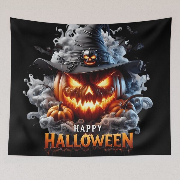Item preview, Happy Halloween Scary Fire Pumpkin Witch Hat Horror Design designed and sold by DarkOriginArts.