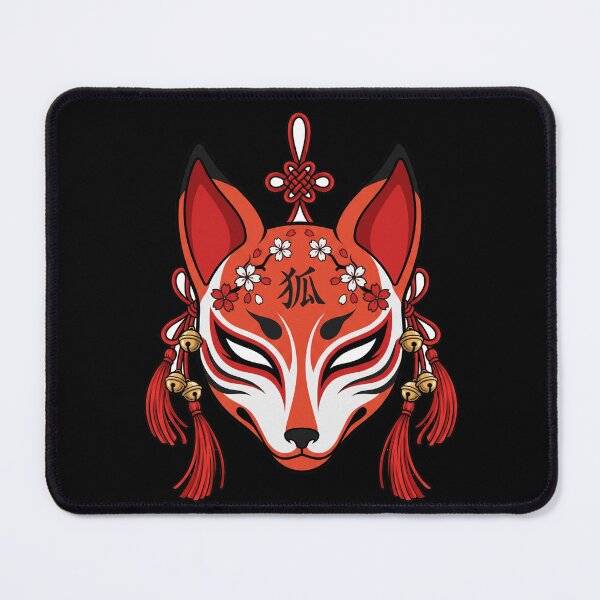 Item preview, Japanese Kitsune Fox Mask Sakura Blossom Red Tassel Yokai Aesthetic designed and sold by mood-draftsman.
