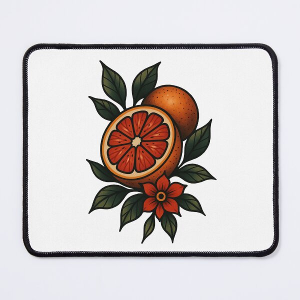 Item preview, Neo-Traditional Grapefruit Tattoo Design with Florals and Leaves designed and sold by brastonvilager.