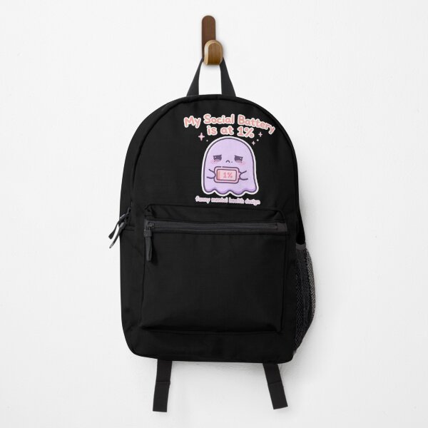 Item preview, My Social Battery is at 1% Funny Introvert Ghost Kawaii designed and sold by Fulaly.