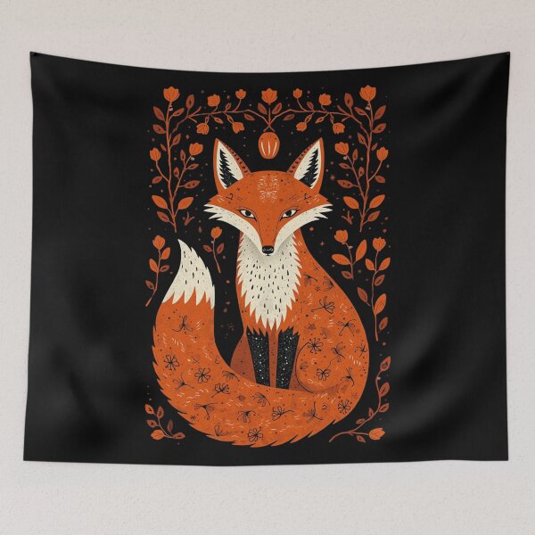 Item preview, Scandinavian Folk Art Orange Fox designed and sold by Sarcastic designs.