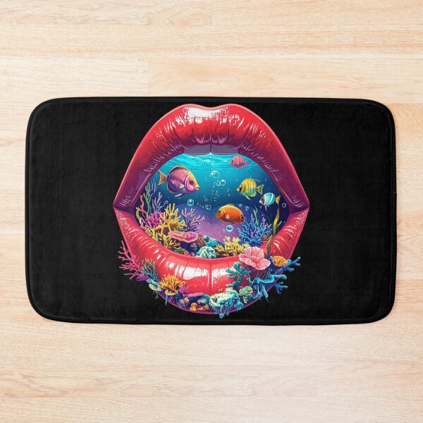 Item preview, Surreal Aquarium Lips Coral Reef Fish Tank Mouth Artwork designed and sold by OksArtStudio.