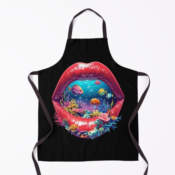 Item preview, Surreal Aquarium Lips Coral Reef Fish Tank Mouth Artwork designed and sold by OksArtStudio.
