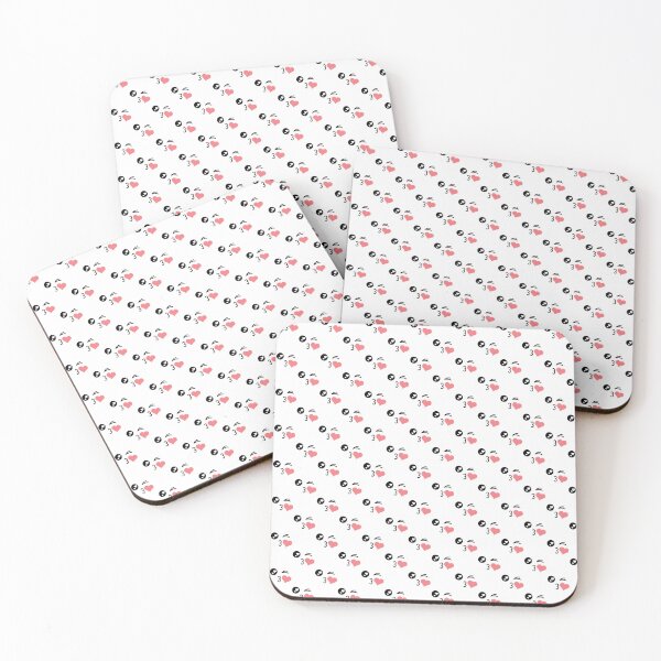 Item preview, Cute kawaii winky kissing heart face pattern designed and sold by BlushyPrint.