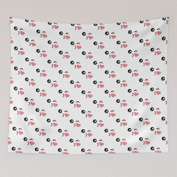 Item preview, Cute kawaii winky kissing heart face pattern designed and sold by BlushyPrint.