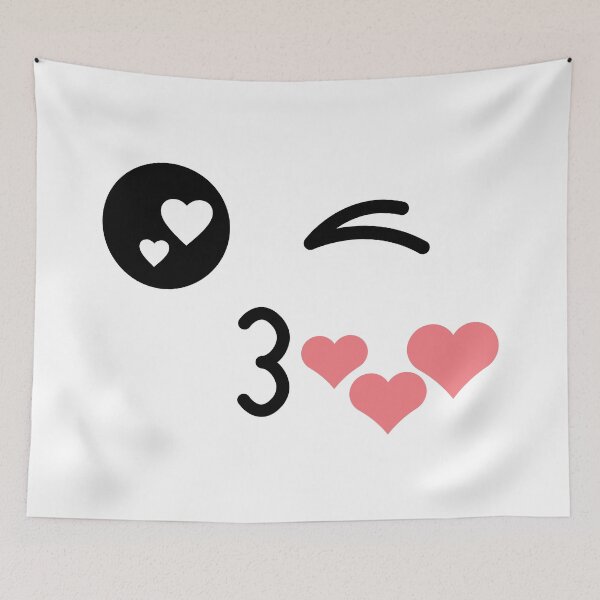 Item preview, Cute kawaii winky kissing hearts face designed and sold by BlushyPrint.