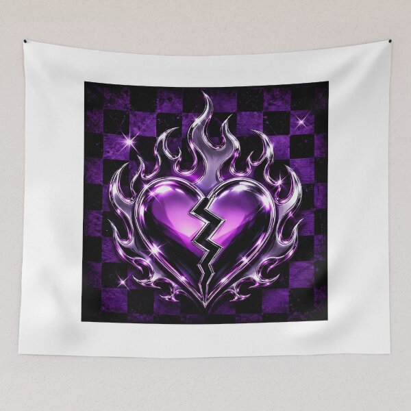 Item preview, Checkered Flame Heart Y2K Emo Design designed and sold by StaticHeart2000.