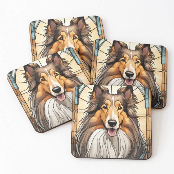 Item preview, Rough Collie Stained Glass Portrait Art designed and sold by pinkal.