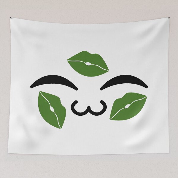 Item preview, Lindas marcas de besos verdes kawaii uwu en la cara designed and sold by BlushyPrint.