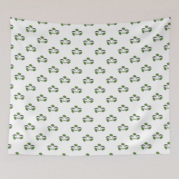 Item preview, Cute kawaii uwu green kiss marks face pattern designed and sold by BlushyPrint.