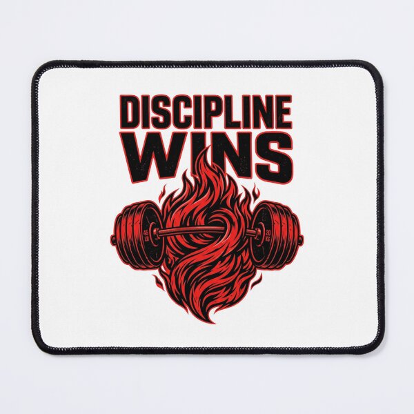 Item preview, Discipline Wins Flame Barbell Gym Fitness designed and sold by StickVerse by Owais.