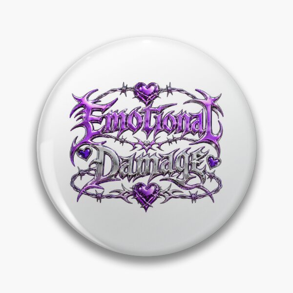 Item preview, Emotional Damage Chrome Y2K Tribal Text designed and sold by StaticHeart2000.