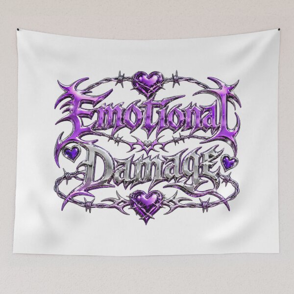 Item preview, Emotional Damage Chrome Y2K Tribal Text designed and sold by StaticHeart2000.