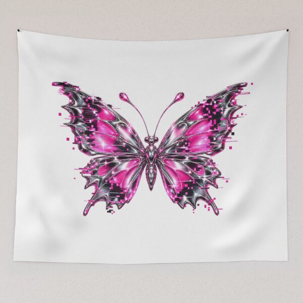 Item preview, Glitch Butterfly Y2K Cybercore Scanline Design designed and sold by StaticHeart2000.