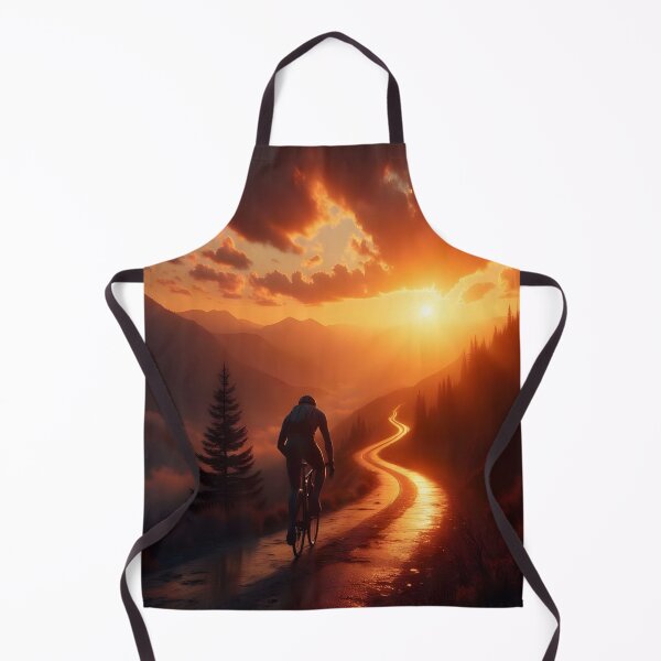 Item preview, Cyclist on Glowing Mountain Road at Golden Sunset – Epic Adventure Landscape designed and sold by DreamyWallVibes.