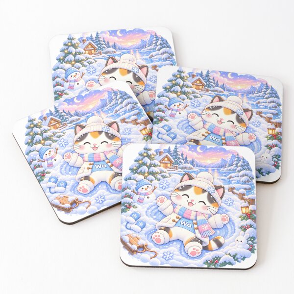 Item preview, Kawaii Calico Cat Snow Angel Cat Cute Cartoon Animal Design designed and sold by Wawa5656.