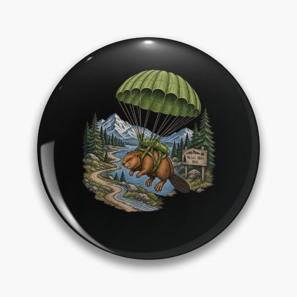 Item preview, Vintage Parachuting Beaver McCall Idaho Nature Graphic  designed and sold by MatherFisher.
