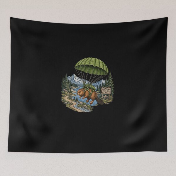 Item preview, Vintage Parachuting Beaver McCall Idaho Nature Graphic  designed and sold by MatherFisher.