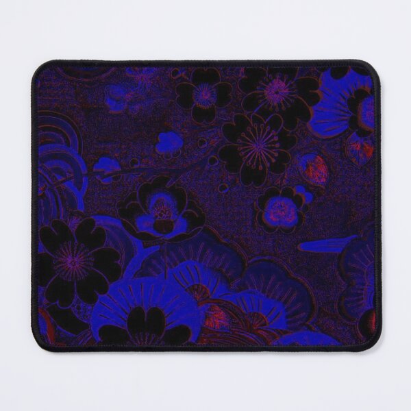 Item preview, Dark Japanese Neon Sakura — Blue & Red Abstract Floral Art Print designed and sold by BatNature.