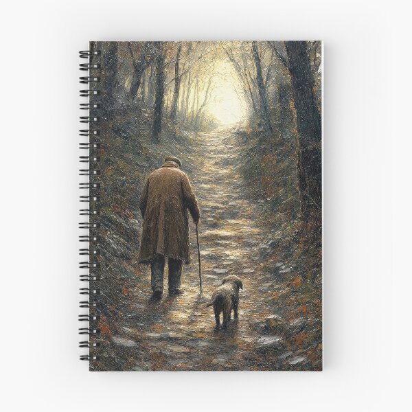 Item preview, Man and Dog Walking Uphill in a Dark Forest designed and sold by Maria Dryfhout.