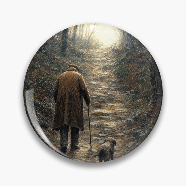 Item preview, Man and Dog Walking Uphill in a Dark Forest designed and sold by Maria Dryfhout.