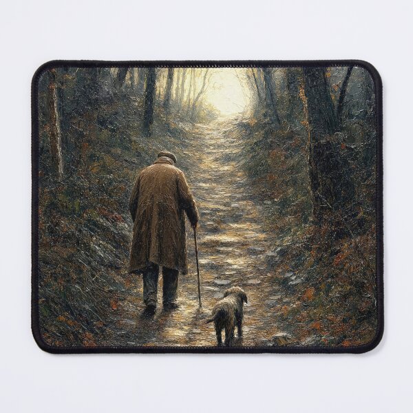 Item preview, Man and Dog Walking Uphill in a Dark Forest designed and sold by Maria Dryfhout.