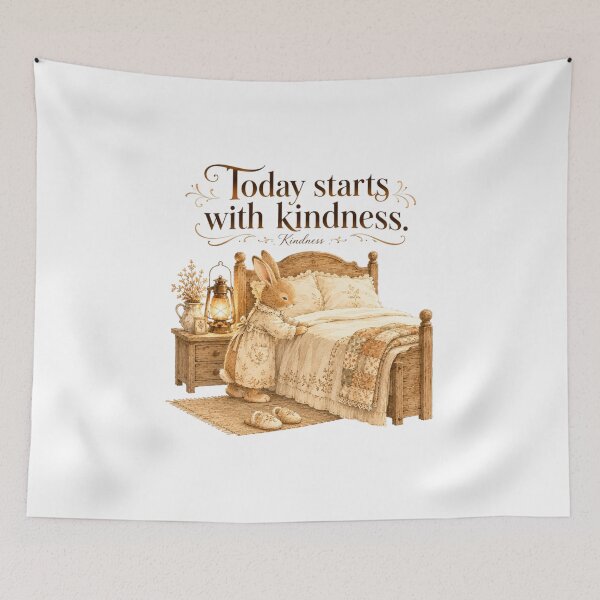 Item preview, Today Starts With Kindness Vintage Bunny Cozy Bedroom designed and sold by AQUILAKREO.