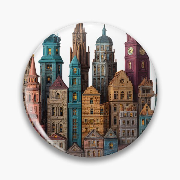 Item preview, Colorful European Old Town Buildings – Whimsical Architectural Cityscape designed and sold by casualnature.