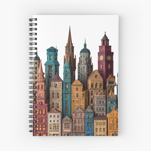 Item preview, Colorful European Old Town Buildings – Whimsical Architectural Cityscape designed and sold by casualnature.