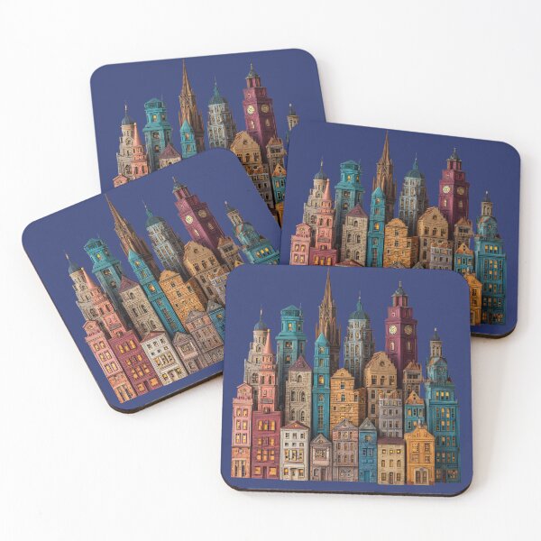 Item preview, Colorful European Old Town Buildings – Whimsical Architectural Cityscape designed and sold by casualnature.