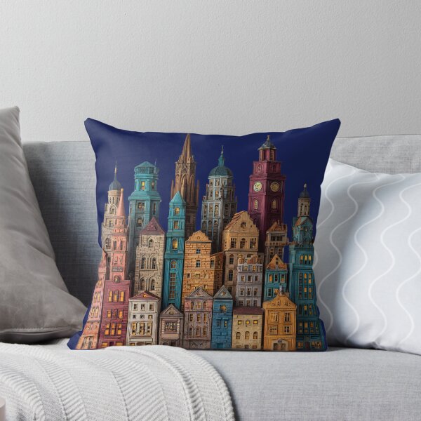 Item preview, Colorful European Old Town Buildings – Whimsical Architectural Cityscape designed and sold by casualnature.