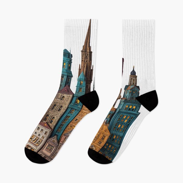Item preview, Colorful European Old Town Buildings – Whimsical Architectural Cityscape designed and sold by casualnature.